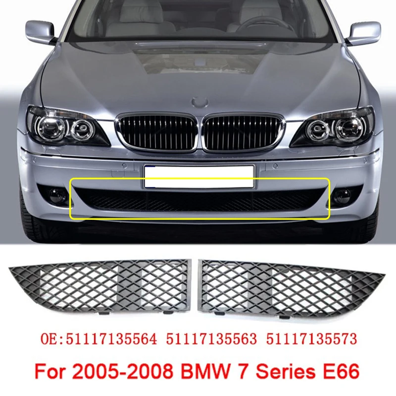 

ABS Black Car Front Bumper Fog Light Cover Lower Bezels Grill for 2005-2008 BMW 7 Series E66 51117135564 51117135563