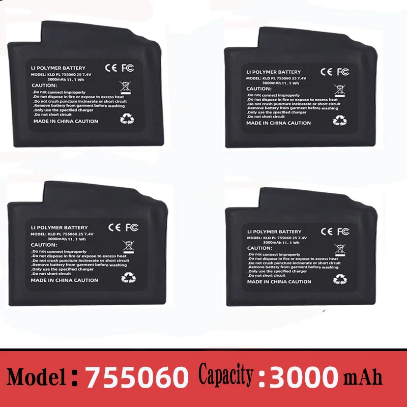 1-8PCS ถุงมืออุ่นแบตเตอรี่ 7.4V 3000 mAh แบตเตอรี่ลิเธียมโพลิเมอร์สําหรับเครื่องทําความร้อนเสื้อกั๊ก,ถุงเท้า, ฤดูหนาว Antifreeze Saver แบตเตอรี่ความร้อน