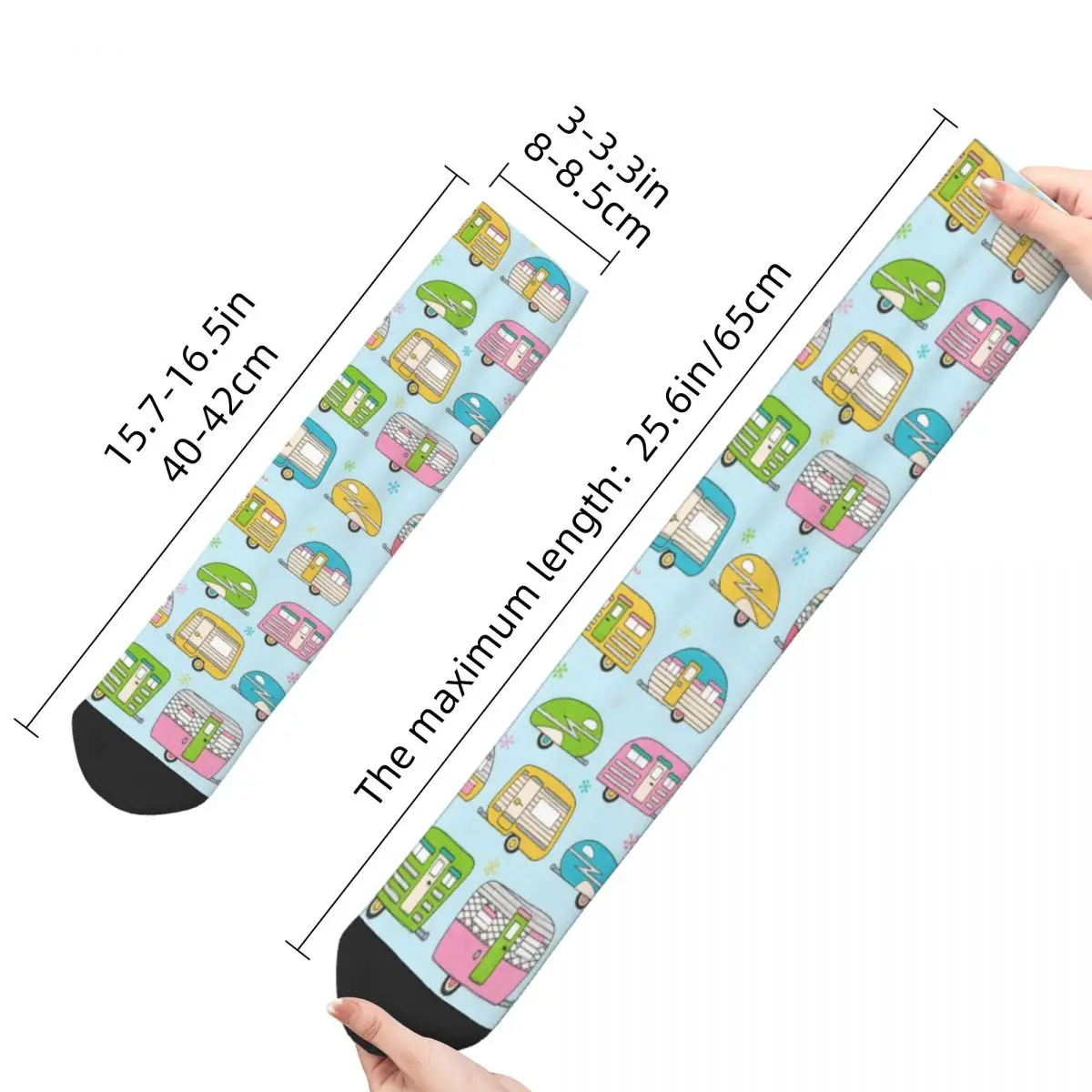 Nuovi calzini da uomo maschili Harajuku Cute Camp Caravan Sock Camping Cartoon Graphic calze da donna primavera estate autunno inverno