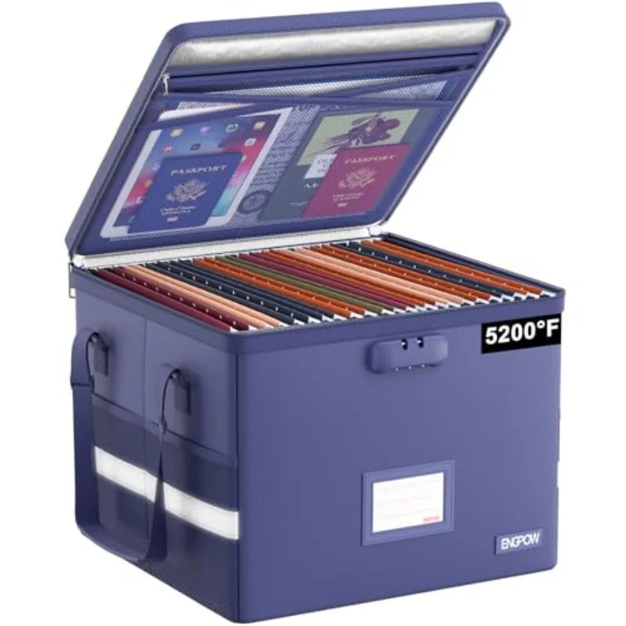 

5200 ° Огнестойкий короб для документов F File Box с замком, термоизолированный складной органайзер для хранения файлов с ручкой, портативный, для дома