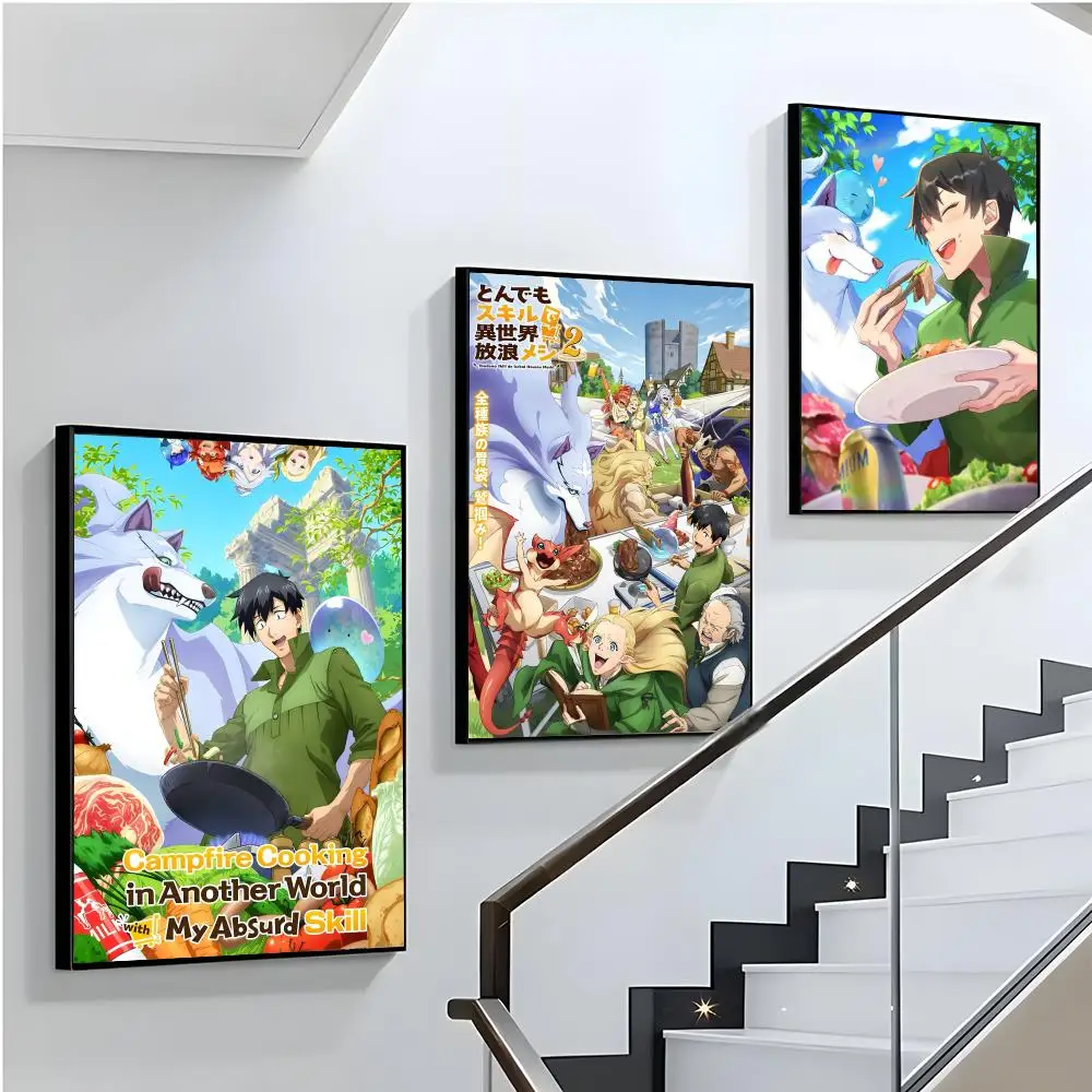 ملصق نار المعسكر في عالم آخر مع ملصق مهارة Absurd ملصق مثالي فن ذاتي اللصق مصمم لمساحات الطعام المنزلية