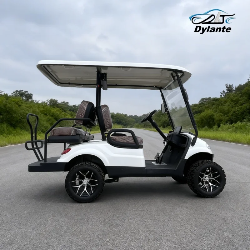 Hot Selling Club Electric Golf Cart Cheap Off Road Hunting Vehicle Folding Seats Bumper Front Basket Sound Bar 14 Inch Wheel