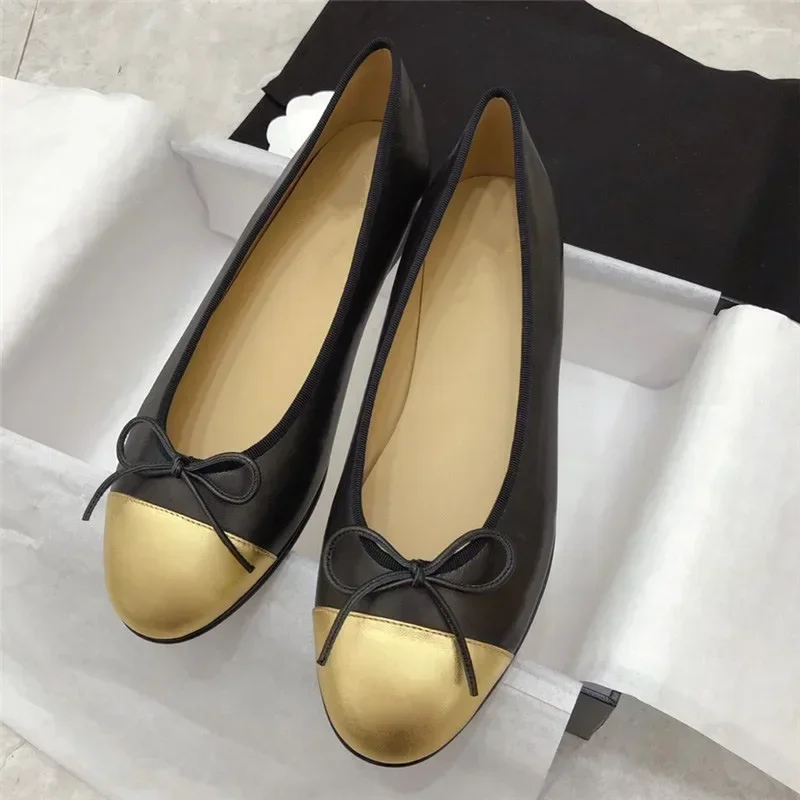 2024 Spring New Round Head Bow Flat Bottom Ballet Single Shoe Shallow Mouth Women\'s Shoe