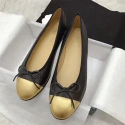 2024 Spring New Round Head Bow Flat Bottom Ballet Single Shoe Shallow Mouth Women's Shoe