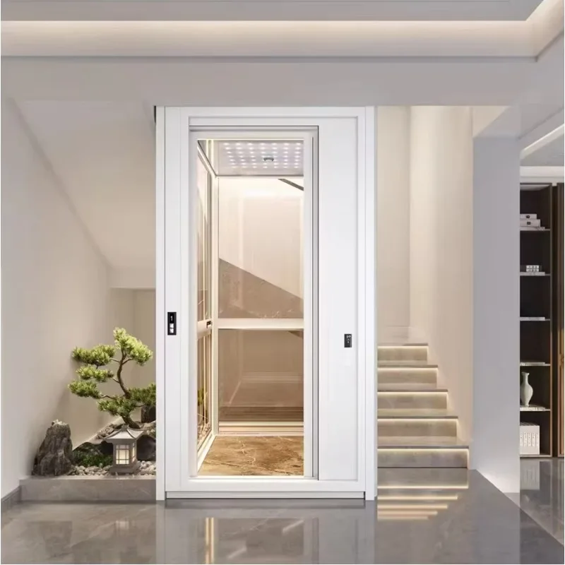 Modern Small Indoor Sightseeing Stainless Steel Hydraulic Elevator Customizable Durable Lift for Home Villa Commercial Building