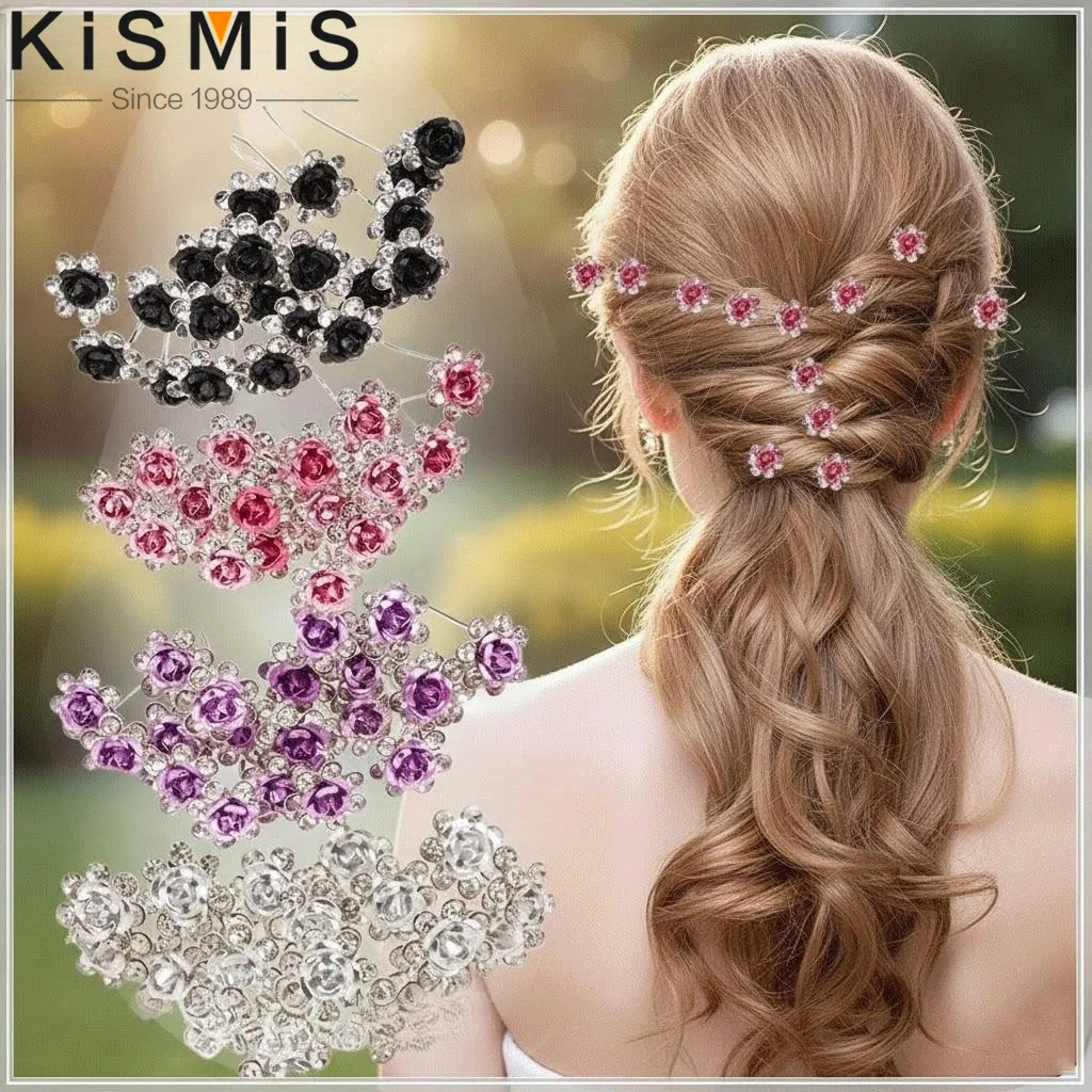 10Pcs Stylish Elegant Women Floral Jewelry Wedding Hair Clips Crystal Flower Rhinestone Hair Accessories