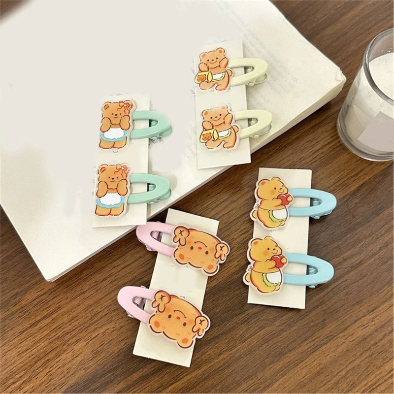 Ästhetische Creme Bär Haarnadel für Kinder Entenschnabel Clip Haarspangen Acryl Seite Pin Schöne Cartoon Haarspange Haar Styling