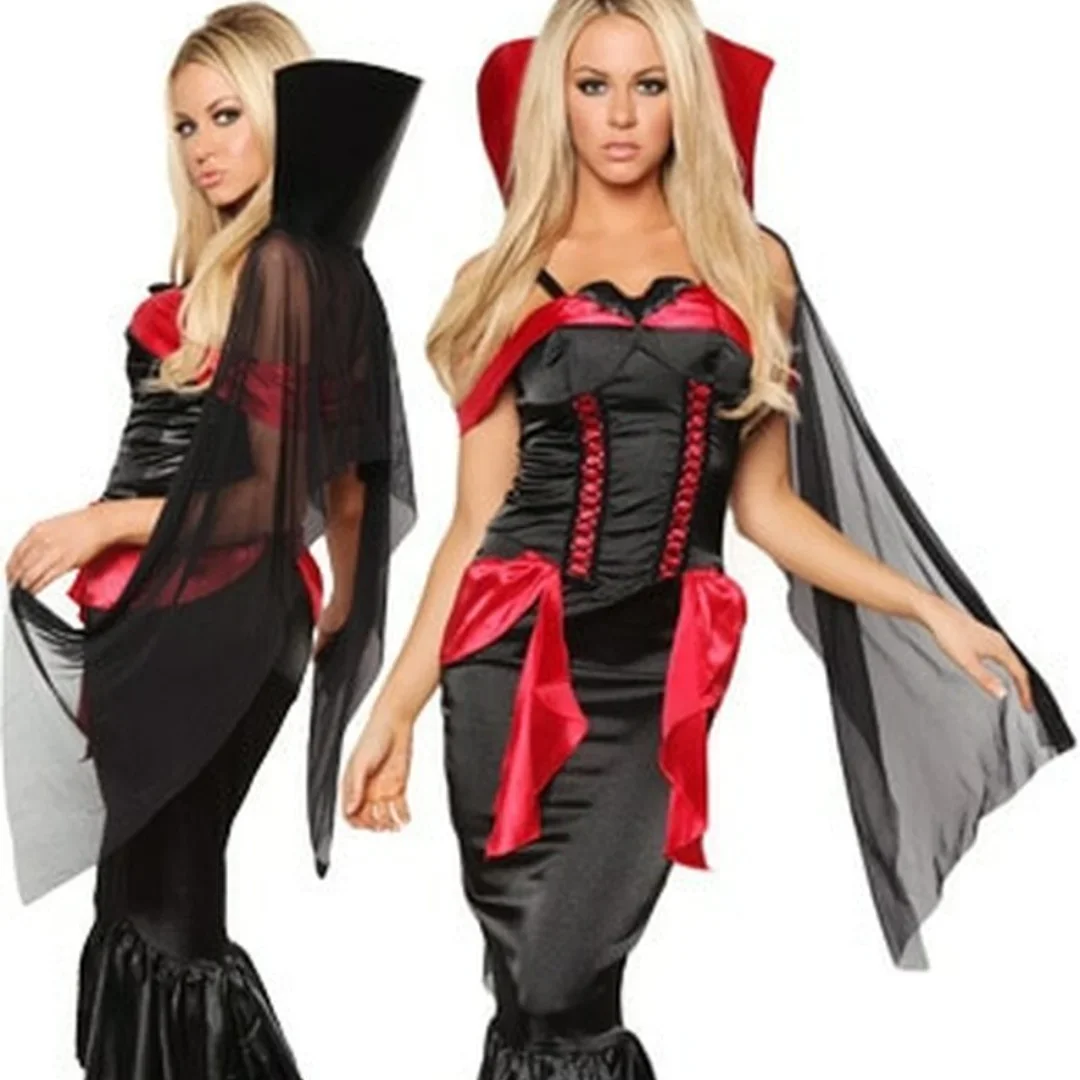 Halloween Sexy Dark Vampire Queen Kostüme Cosplay Damen Vampir Maskerade Halloween Kleid Umhang Kostüme