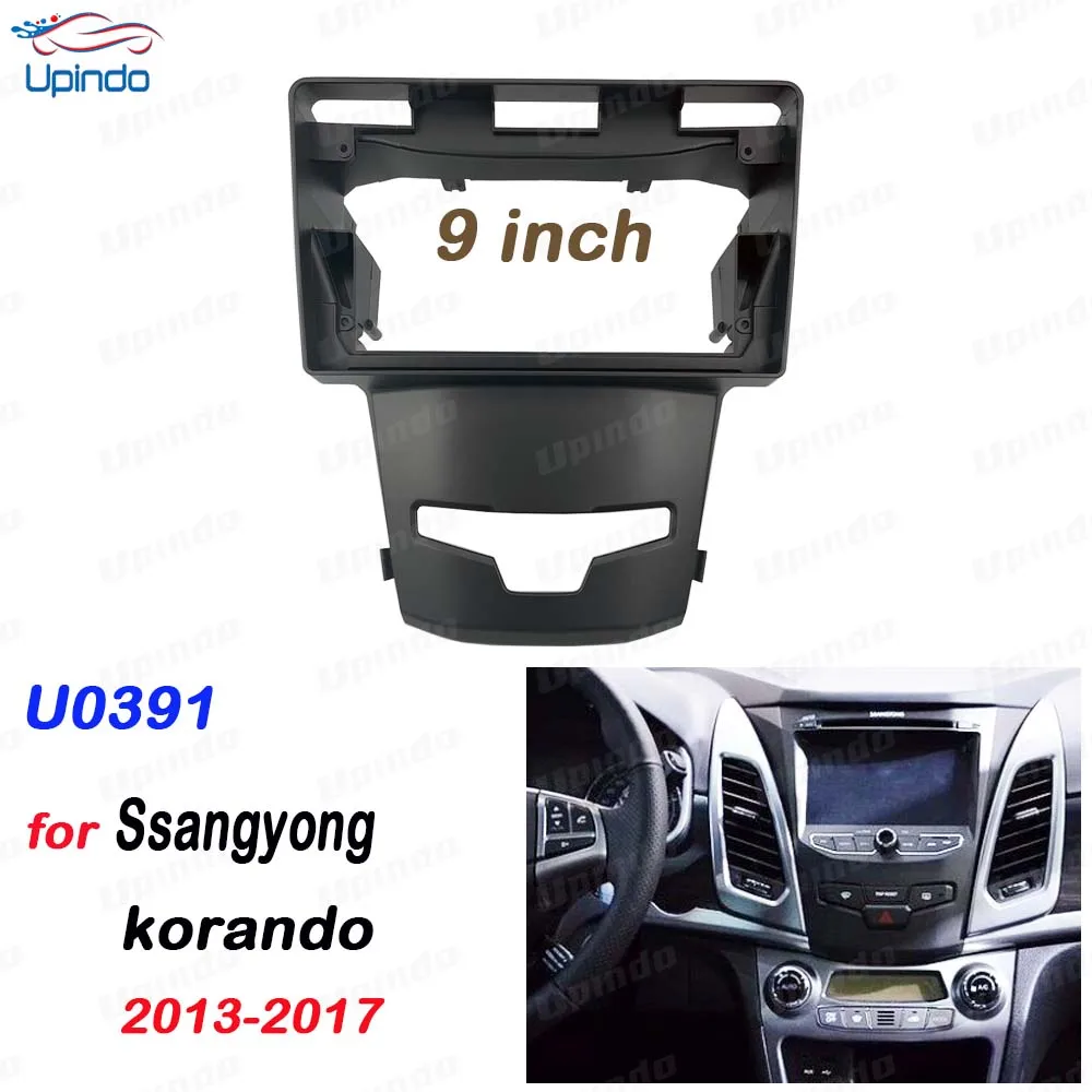 

Car Accessories 2 Din 9 Inch Radio Fascia DVD GPS MP5 Panel Frame for Ssangyong korando 2013-2017 Dashboard Mount Kit