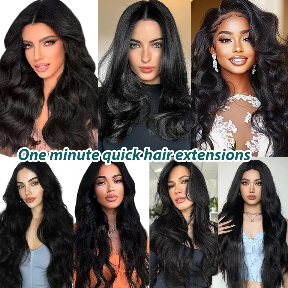 # 1B اللون مستقيم كليب في قطعة واحدة تمديد الشعر البشري مع 5 مقاطع 5 قطعة/المجموعة البرازيلي شعر ريمي الإنسان شعر مستعار بشري #6