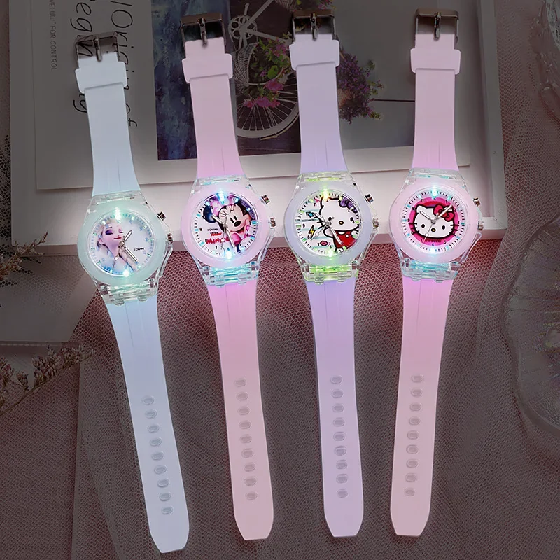 Disney-Relógio de pulso esportivo eletrônico infantil Mickey Frozen LED, relógios de desenhos animados para crianças, estudantes, relógio de menina,