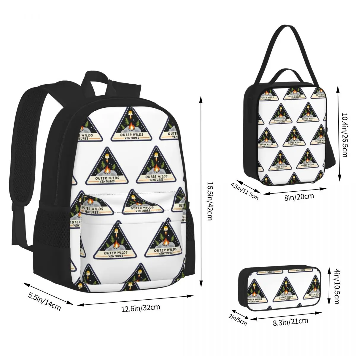 Outer Wilds Ventures Patch Backpacks Boys Girls Bookbag Children School Bags Kids Rucksack Lunch Bag Pen Bag Three-Piece Set