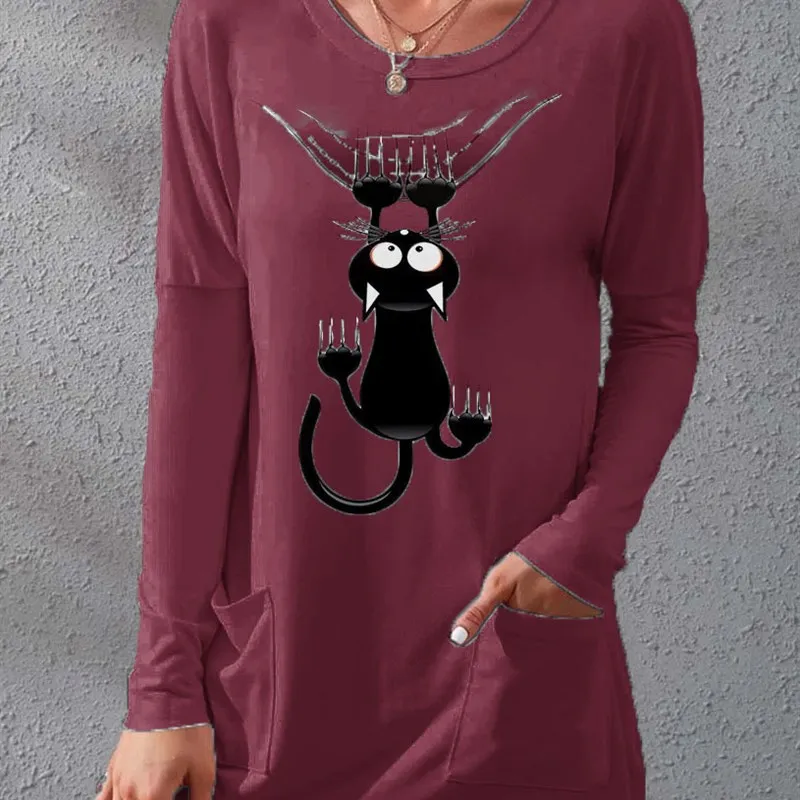 Automne 2025 EuropeUS femmes rondes Ne t-shirt Dr avec ket taille ample Polyester tissu longue Sve a-ligne jupe Dr