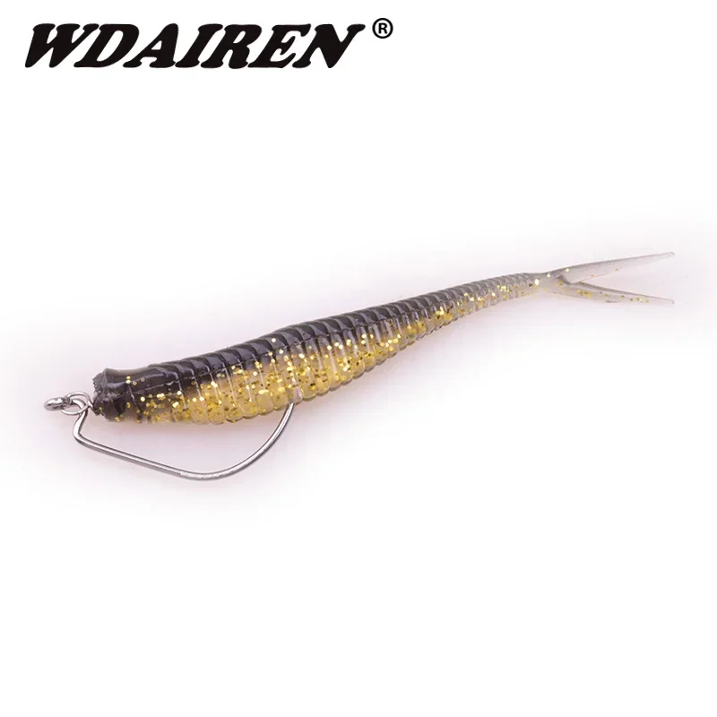 5 sztuk 70mm 1.8g Jig Wobblers przynęty łatwe Shiner podwójne kolor silikon sztuczna przynęta karpia Bass widelec ogon Swimbaits