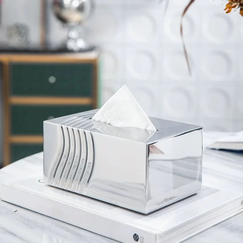 

Metal Tissue Box Modern Luxury Tissue Boxes Rectangular Creative Tissues Boxes Home Living Room Dining Table Napkins Cases