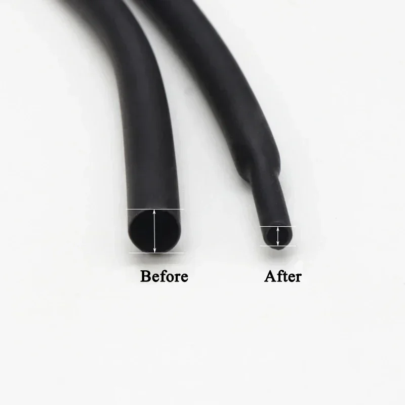 

1~50m 2:1 Heat Shrink Tubing, Black, Diameter 0.6mm ~ 180mm, Wire Repair, Sleeving, Cable Protection, DIY Projects