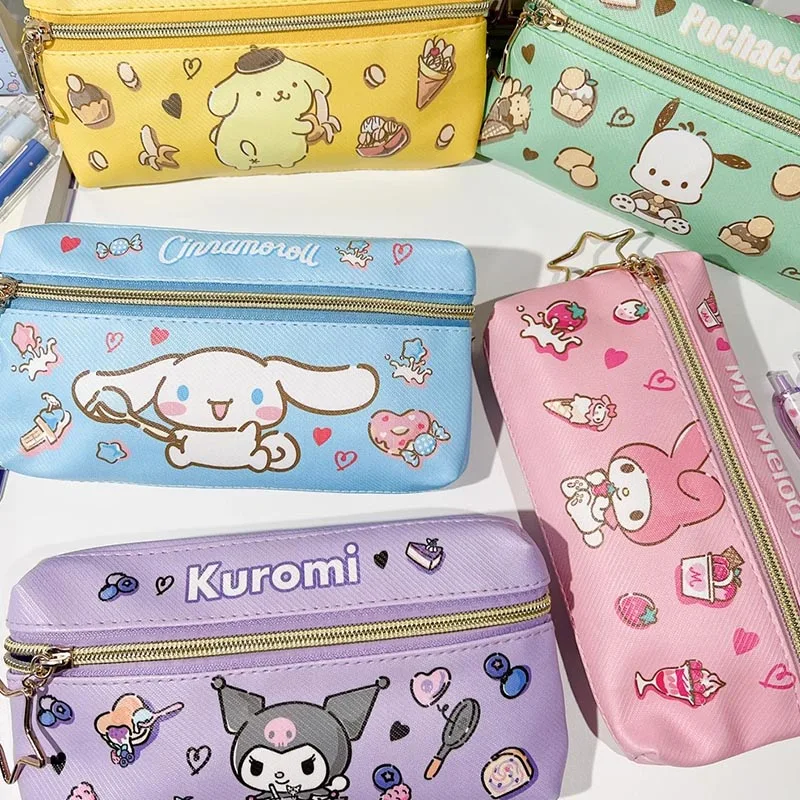 Imagem -04 - Sanrio-melody Hangyodon Case Lápis Double Layer Kuromi Kitty Little Twin Star Caixa Lápis Escritório e Abastecimento Escolar Pcs por Lote