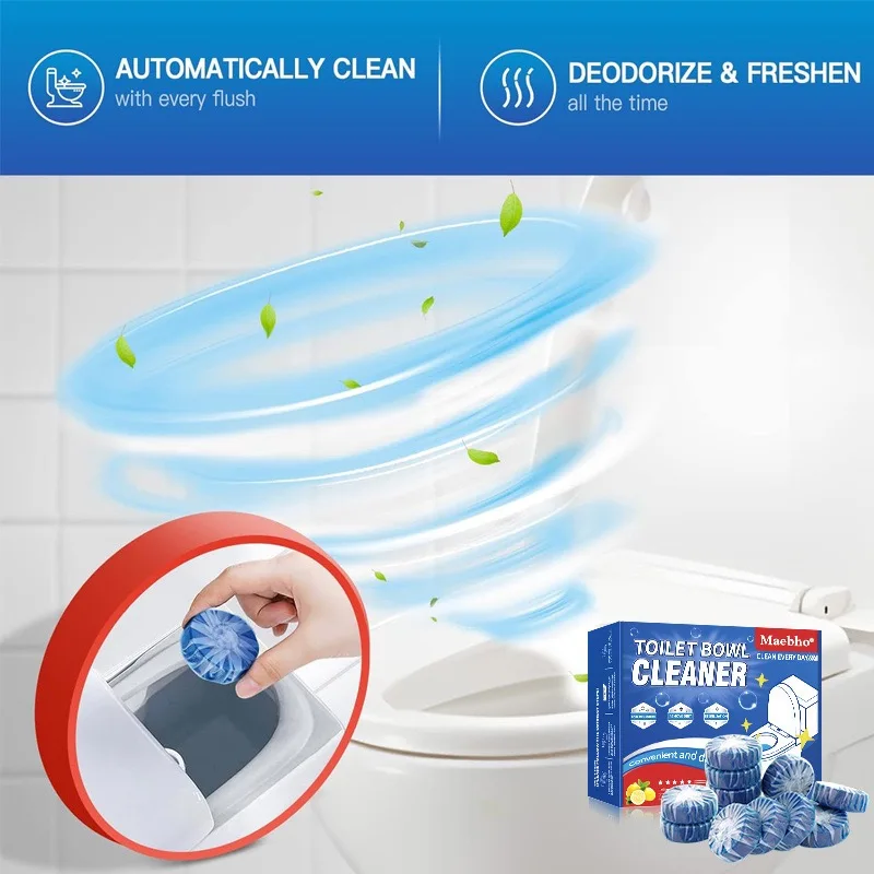 Toilet Bowl Cleaners, Automatic Toilet Tank Cleaner Tablets, Blue Toilet Bowl Cleaner Tablets for Deodorizing & Descaling, Powerful Cleaning, Slow-Release Against Tough Stains 12 Pack view 7