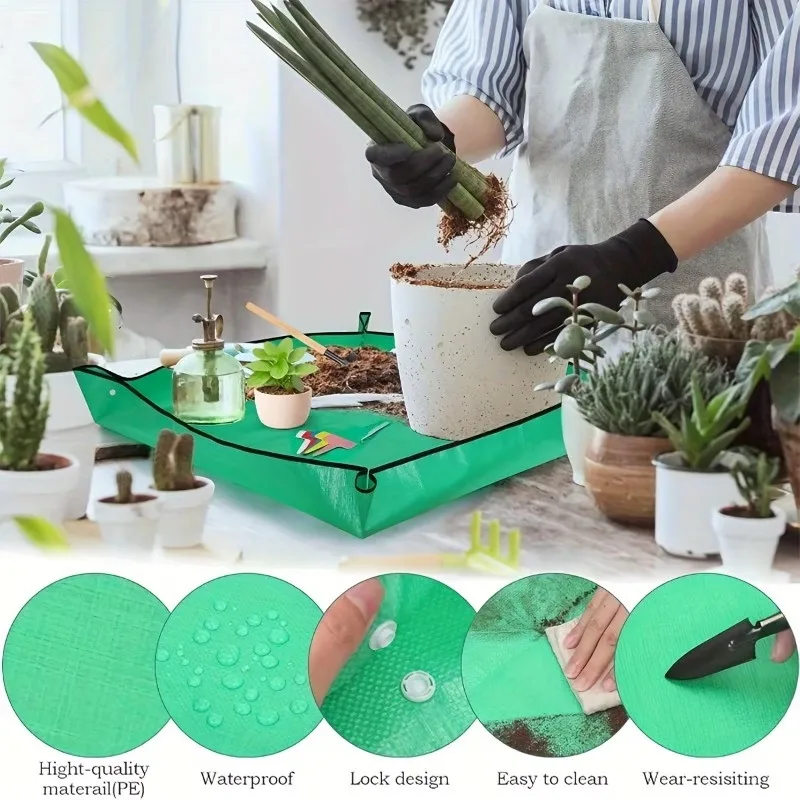 1 thick waterproof gardening mat, home potted soil changing tool mat, convenient for plant transplantation and soil changing