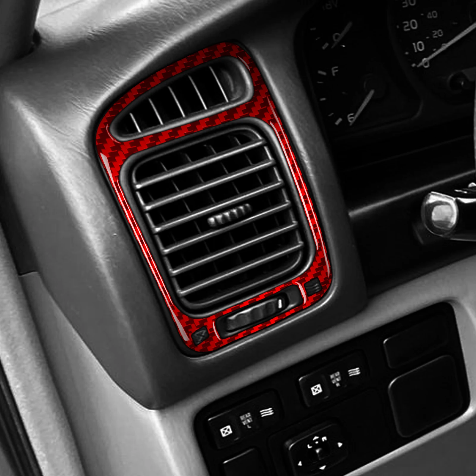 For Lexus LX470 For Toyota Land Cruiser 1998-2002 Red Carbon Fiber Central Control Radio CD Air Vent Set Car Accessories Sticker