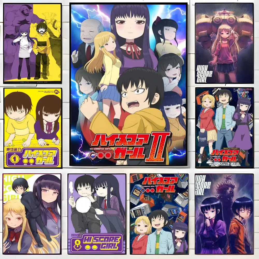 retro anime h-Hi Score Girl Poster Wall Art Print Decorative Mural Home Decor Gift Unframed