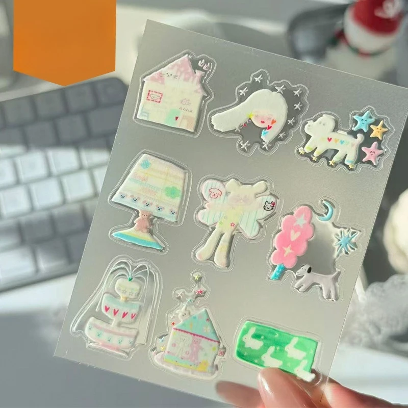 

Художественные абстрактные наклейки для ноутбука, большие мультяшные желейные наклейки для скрапбукинга, журнал, техника, сделай сам, декор, наклейка на кожу телефона, камеры