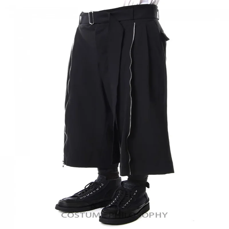 

27-44！Big yards men's trousers 2025 Men's casual pants wide leg trouser skirt zipper stitching detachable baggy men's pants