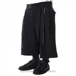 27-44!Big yards men's trousers 2025 Men's casual pants wide leg trouser skirt zipper stitching detachable baggy men's pants