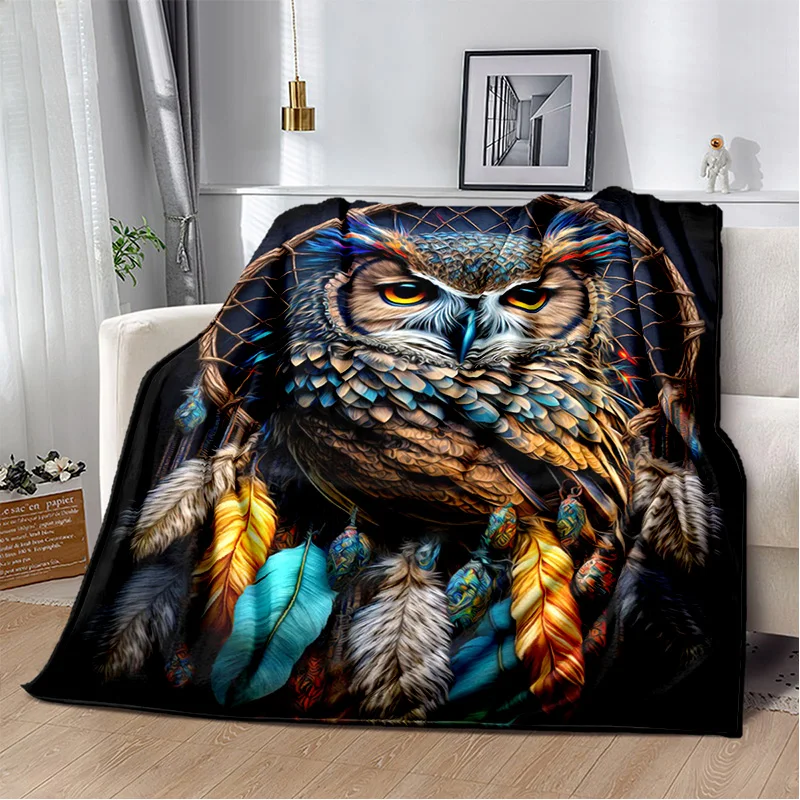 

HD Colourful Cute Owl Cartoon Blanket,Soft Throw Blanket for Home Bedroom Bed Sofa Picnic Travel Office Rest Cover Blanket Kids