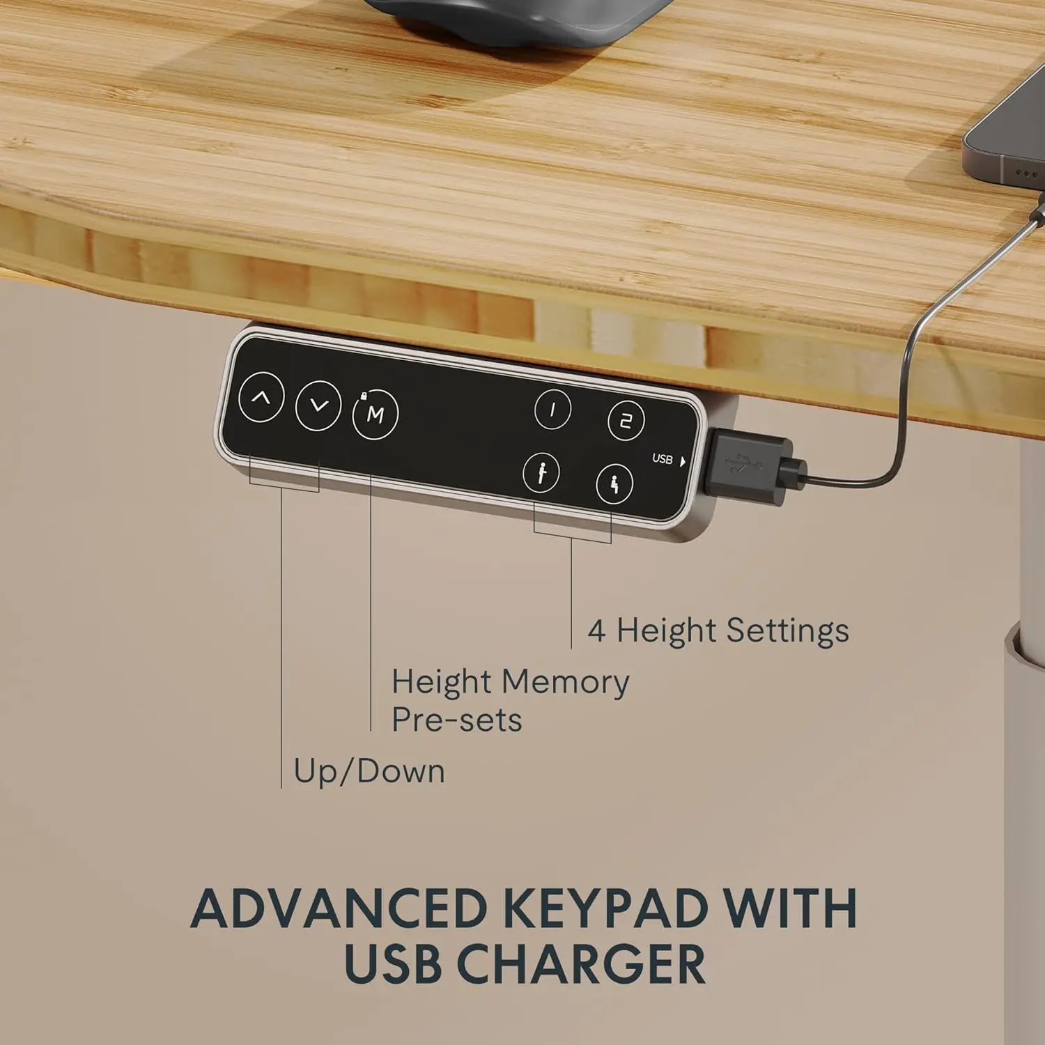 Mesa eléctrica de pie de bambú Z8 Luxe con pata ovalada, doble Motor, 3 etapas, tablero de pieza entera de 55x28 pulgadas, soporte eléctrico de altura ajustable