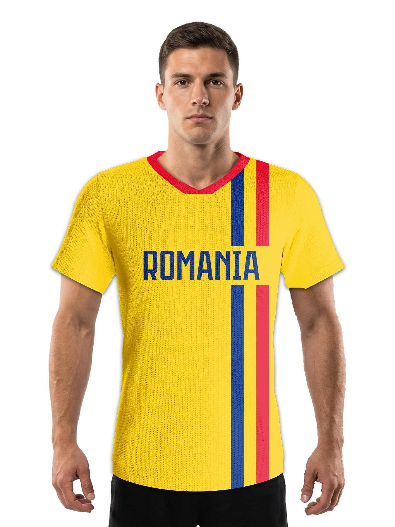 Custom Romania Soccer Jersey Personalized Football Shirt with Name Number Quick-Dry Football Top for Kids Men Women