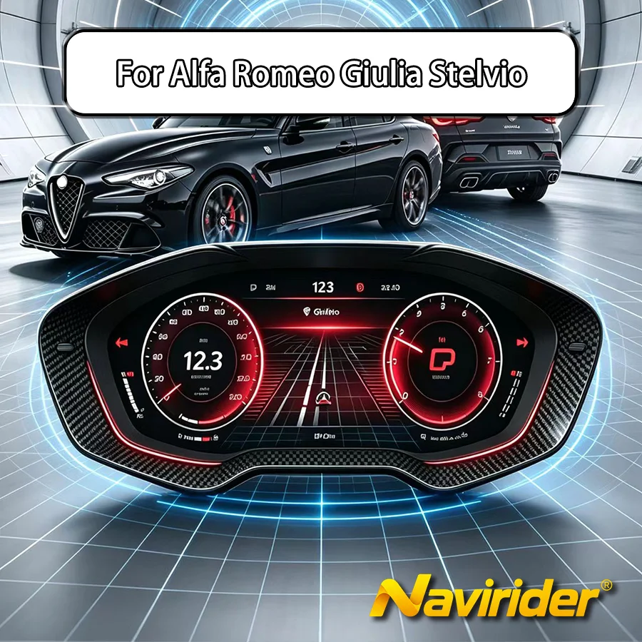 LCD Upgrade Dashboardr Panel For Alfa Romeo Giulia Stelvio Linux System Digital GPS Instrument Clock Virtual Cockpit Tachometer