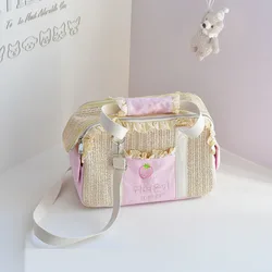 Bolso cruzado de paja para gatos y perros pequeños – Transpirable y ligero