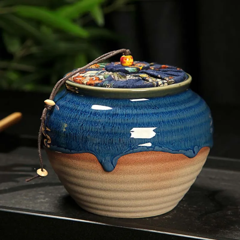 Ceramic Tea Pot Sealed Food Container Porcelain Beans Storage Bottle Portable