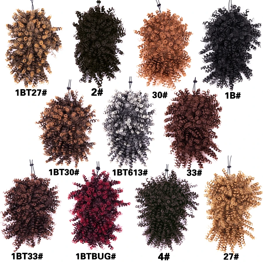 Wholesale Synthetic Curly Bangs Afro Drawstring Ponytail 11Color Kinky Curly Hair Bangs Hair Extension Clip On Front Hairpieces