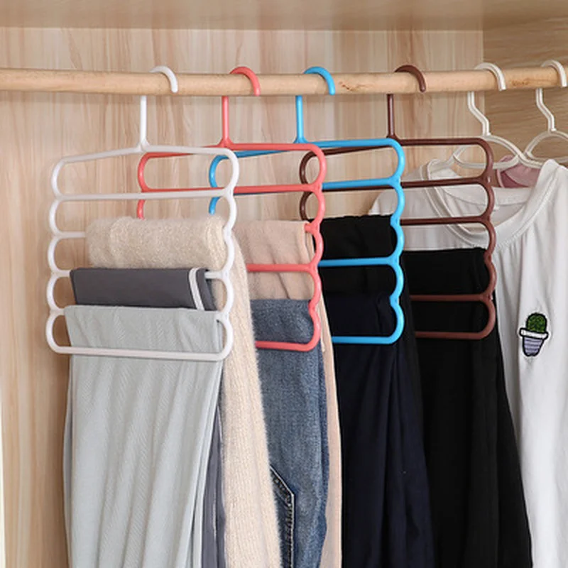 Multifunctional Thickened Five - Layer Pants Hanger With Anti - Slip Design Multi - Layer Household Wardrobe Hanger