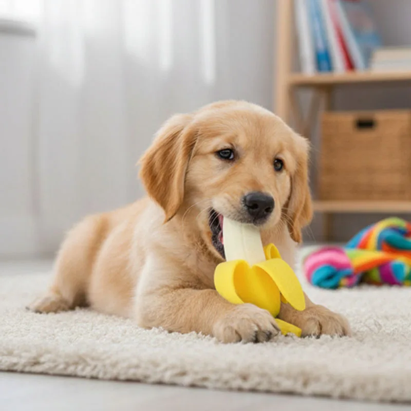 Realistic Banana Pet Chew Toy Durable Teething Toy for Dogs 