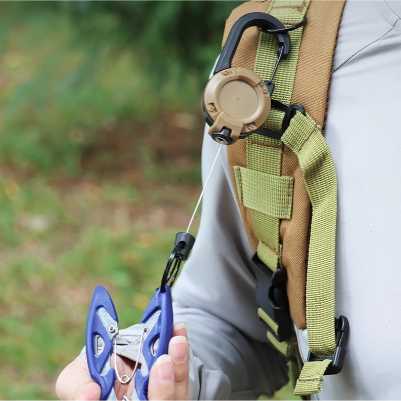 Outdoor Hiking Backpack Retractable Buckle High-Resilience Stretch Easy-Pull Steel Wire Anti-Loss Multifunctional Hanging Tool