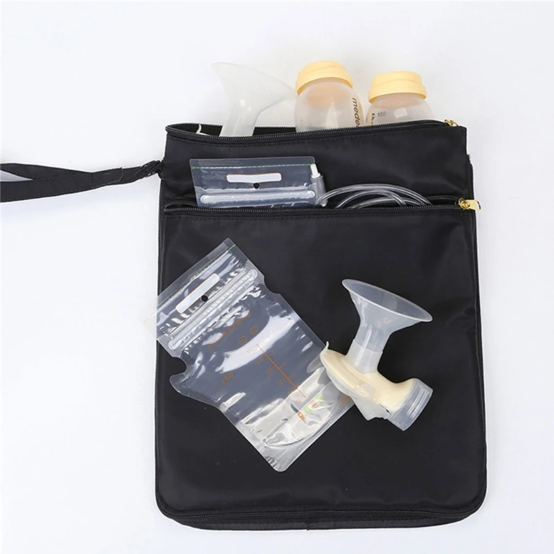 Elegante organizador bolsas almacenamiento componentes extractor leche con áreas húmedas y secas