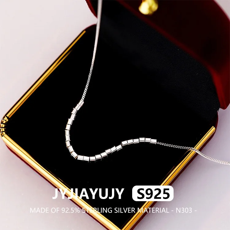 

JYJIAYUJY 100% Whole Original Sterling Silver S925 Pendant Necklace Connected Small Squares Fashion Woman Jewelry Gift Use N303