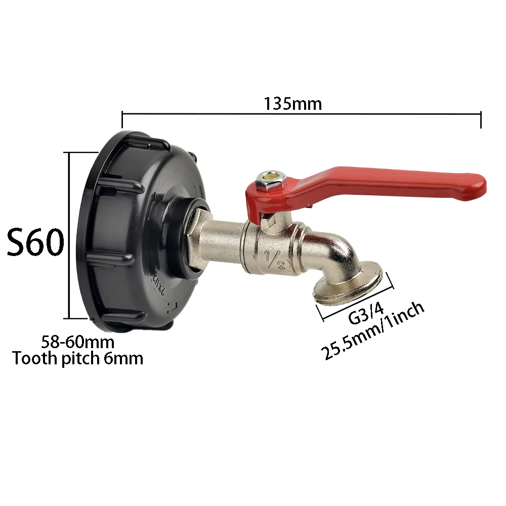 IBC Tank Tap Adapter S60 * 6 Grove Draad naar Messing/Legering 16mm Quick Connect Vervanging Klep Tuin thuis Klep Fitting Kraan