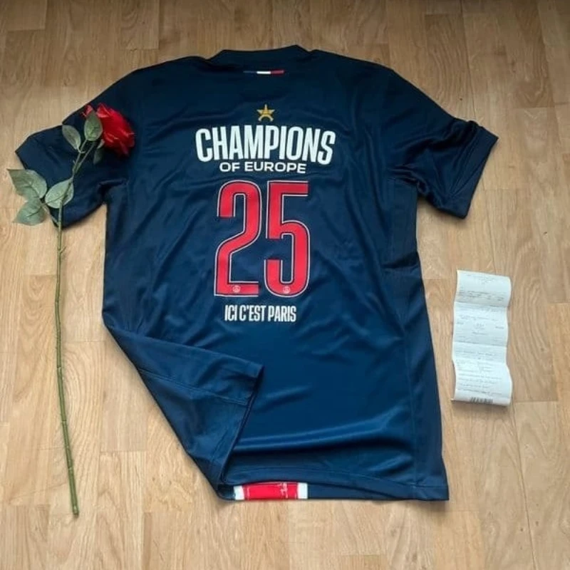 

Grand Paris PSG Champion Version Tops Short Sleeve Home Jersey Dembélé & Doué 3ds Breathable Comfortable Outdoor Sports Training