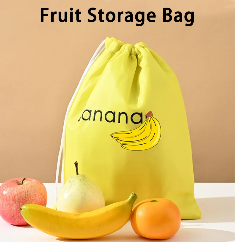 

1/2/3/5Pcs Durable Yellow Banana Storage Bags Insulated Fruit Vegetable Fresh-keep Bundle Pocket Drawstring Banana Preserve Bag.