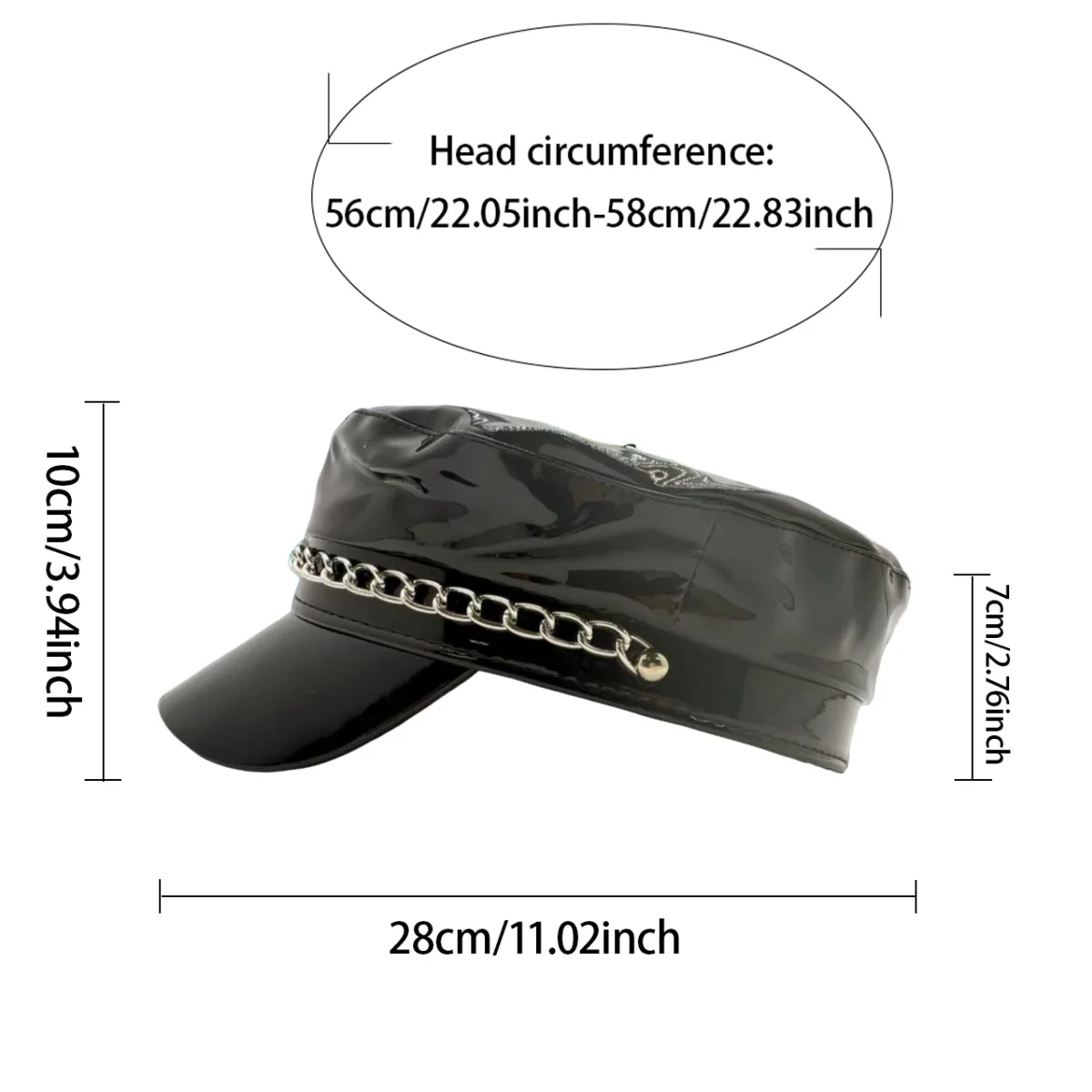 HongLuan レーザーレザーキャプテンハット ラインストーン＆ミリタリーキャップ 女性用、レイブフェスティバルアクセサリー＆パーティーキャップ 男性コスプレ用