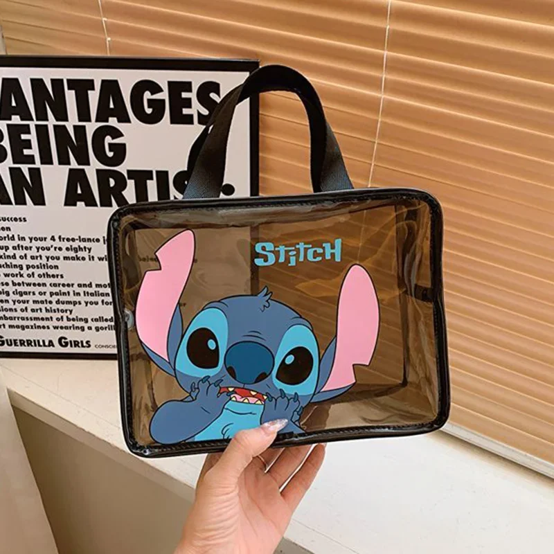 MINISO Cartoon Disney Mickey Mouse borse cosmetiche Cute Anime Tote marrone scuro trasparente impermeabile viaggio Washbag giocattoli ragazza regalo