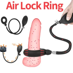 Inflatable Silicone Penis Ring Penis Stretcher Cock Bondage Ring Sperm Lock Ring SM Sex Toy For Male Penis Enlargement Pump