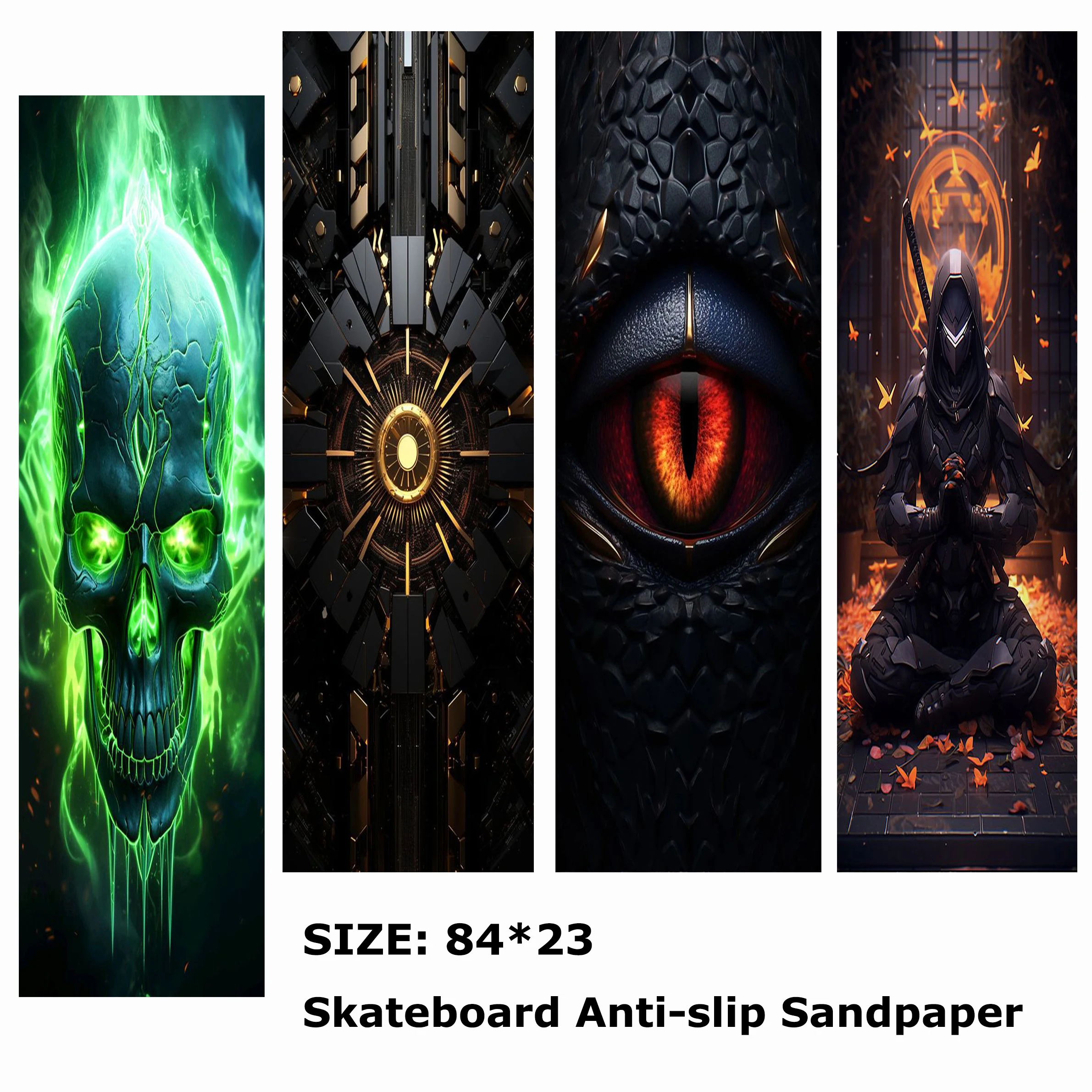 

Personalized Comic Skull Mecha Warrior Pattern Electric Scooter Anti-slip Sticker Sandpaper Skateboard Grip Tape Sheet 84*23cm