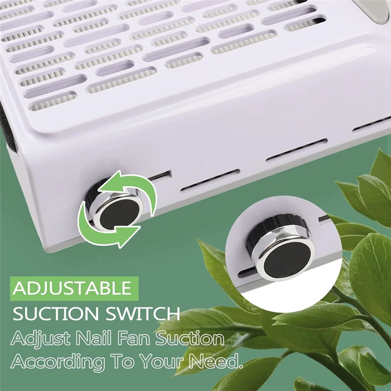 PB-Raccoglitore di polveri per unghie per manicure, aspiratore da 100 W Aspiratore Potente ventola per unghie, spina europea bianca durevole