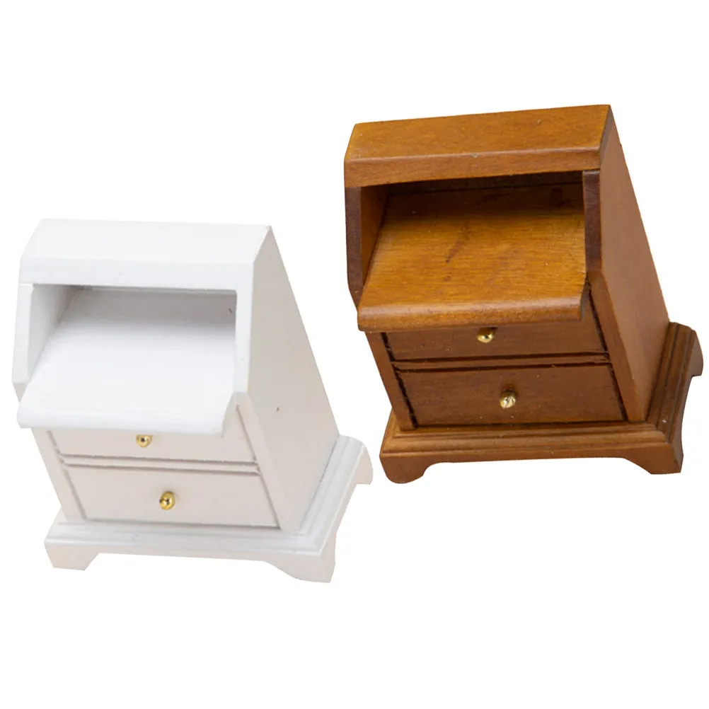 

2 шт. деревянные миниатюрные шкафчики для кукольного домика, с гладкими краями, безопасные для детей, для совместных игр родителей и детей, декоративные прикроватные тумбочки, мини-версия