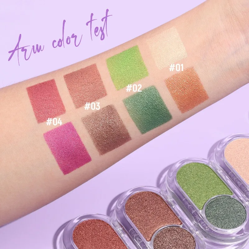 ミニアイシャドウデュオ 2色 防水 シマーパウダー コンパクト 旅行に便利 軽量 ポータブルメイク グリッターアイシャドウ